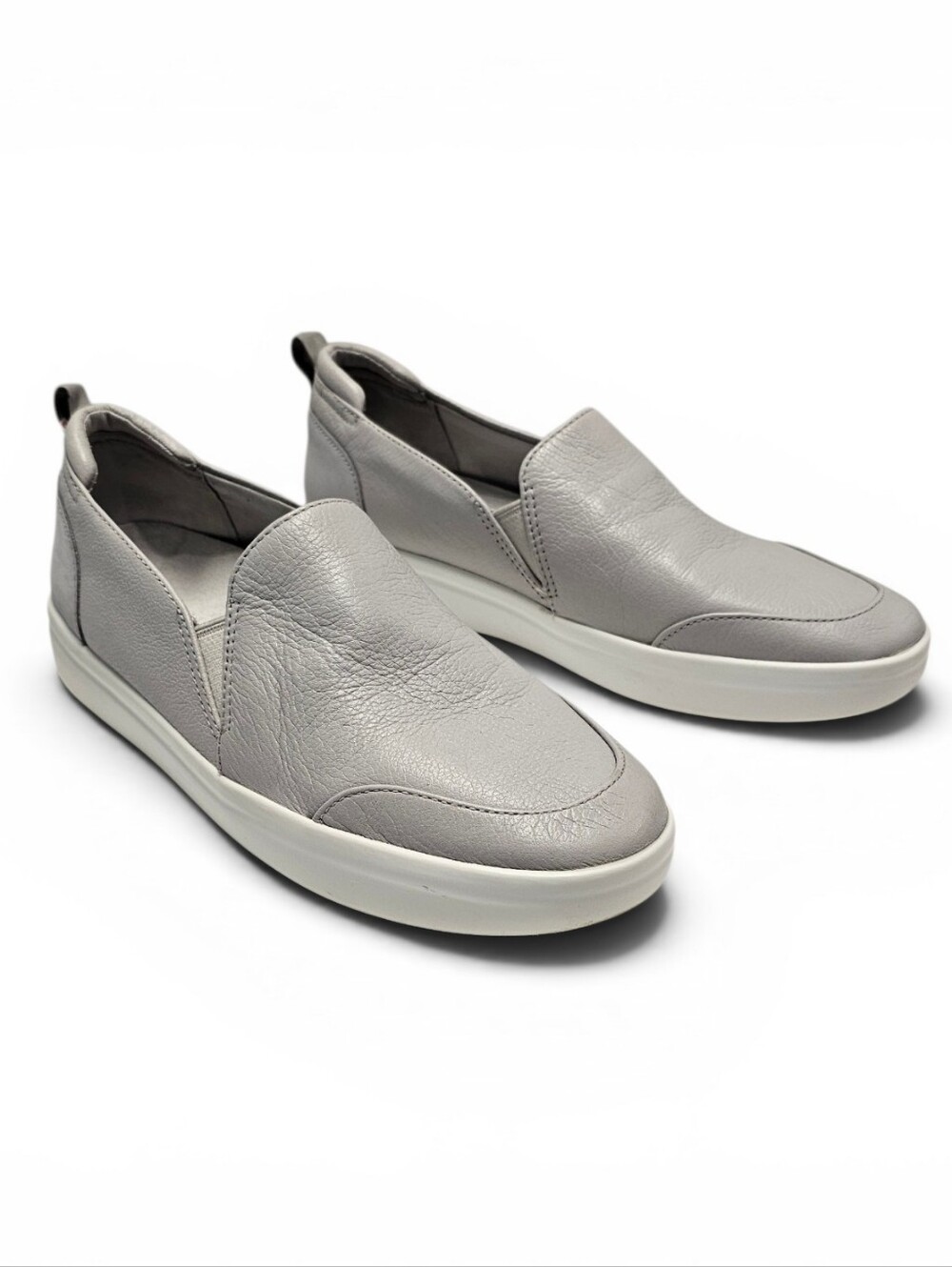 Vionic Penelope Gray Leather Slip On Sneaker Shoe 7.5